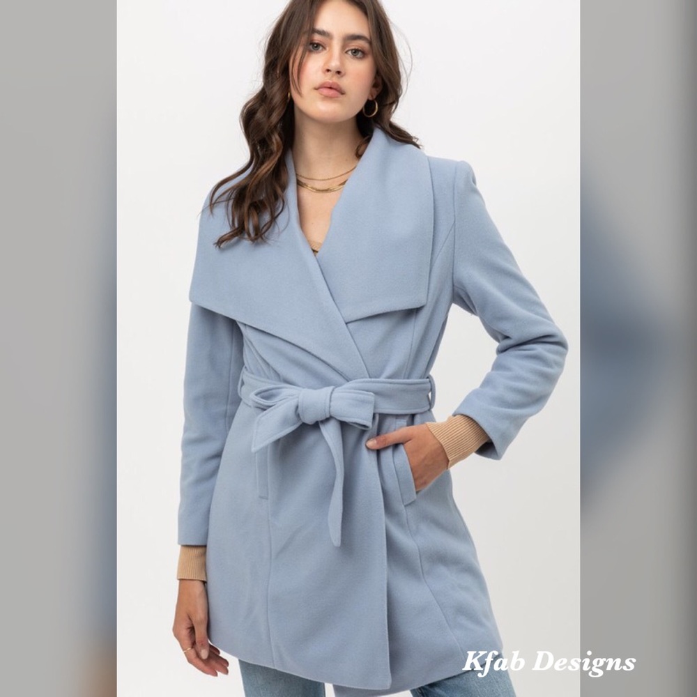 💗LAST 1! Soft Wide Lapel Waist Tie Coat Jacket! - Picture 2 of 7